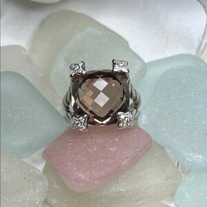 David Yurman Morganite On Point Diamond Cushion-Cut Ring